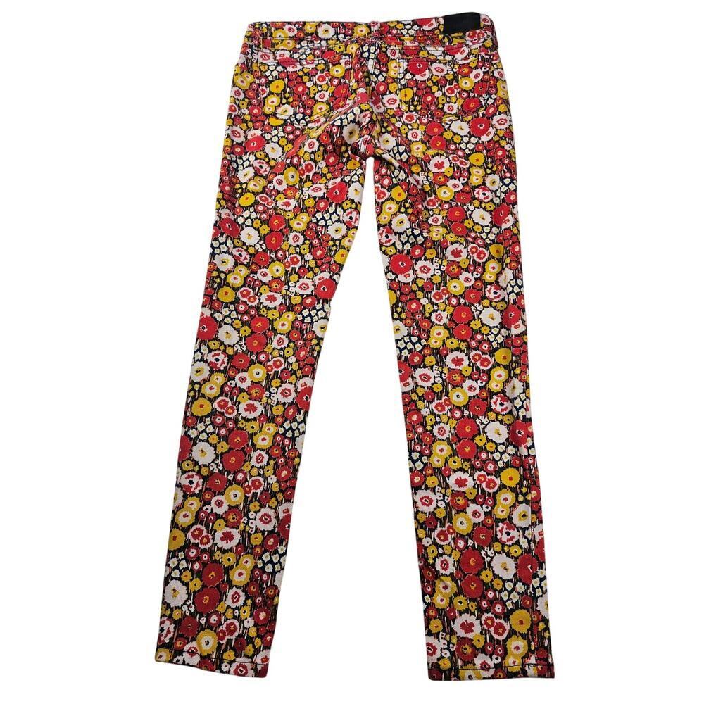 Kate spade dizzy bright floral unique fun teacher pants 27 EUC ankle crop skinny